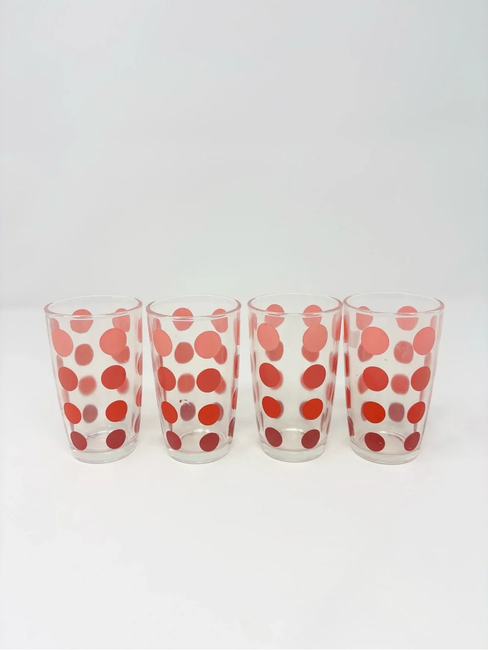 Vintage Red Polka Dot Glass Tumbler Set - Vintage